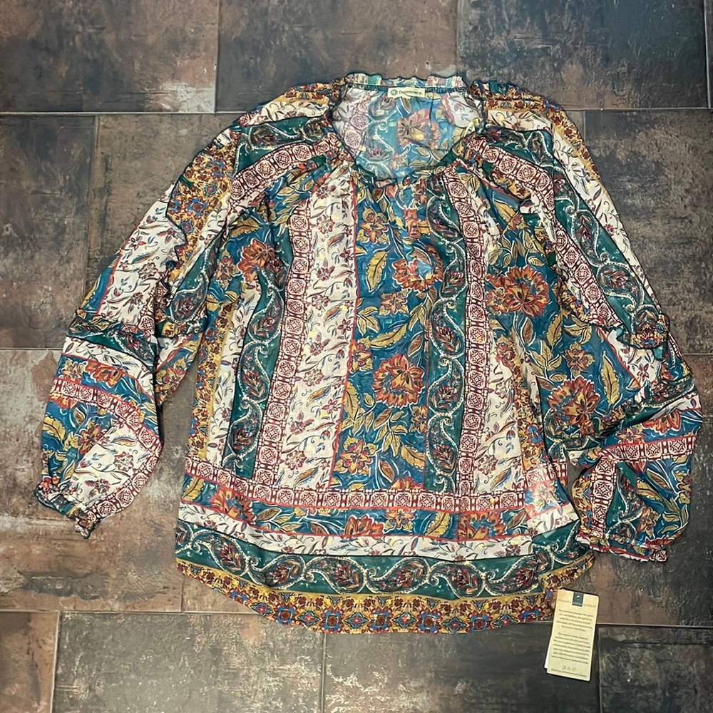 Democracy Bohemian Floral Blouse XL